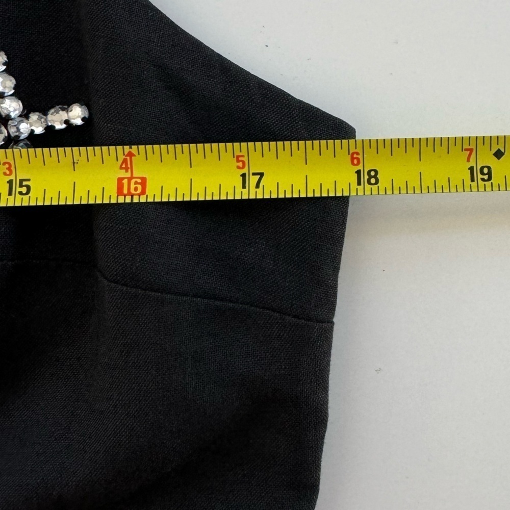 Et Al women’s sleeveless vintage XO rhinestone black linen Y2K dress Size 10 - Picture 8 of 10